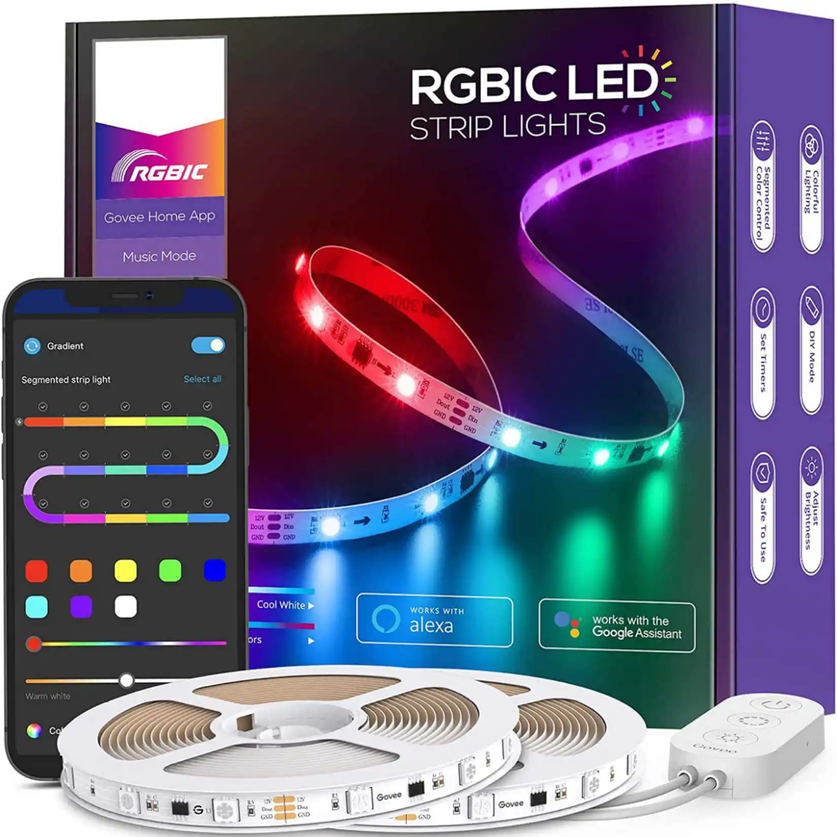 

СВЕТОДИОДНЫЕ светящиеся полосы с Bluetooth, светящиеся полосы Rgb, управление через приложение с интеллектуальным управлением