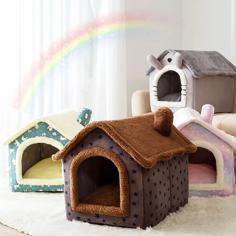 

Cat House Pet Bed Dog House Four Seasons Warm Washable No-slip Removable Enclosed Cat Accessories Dog Supplies