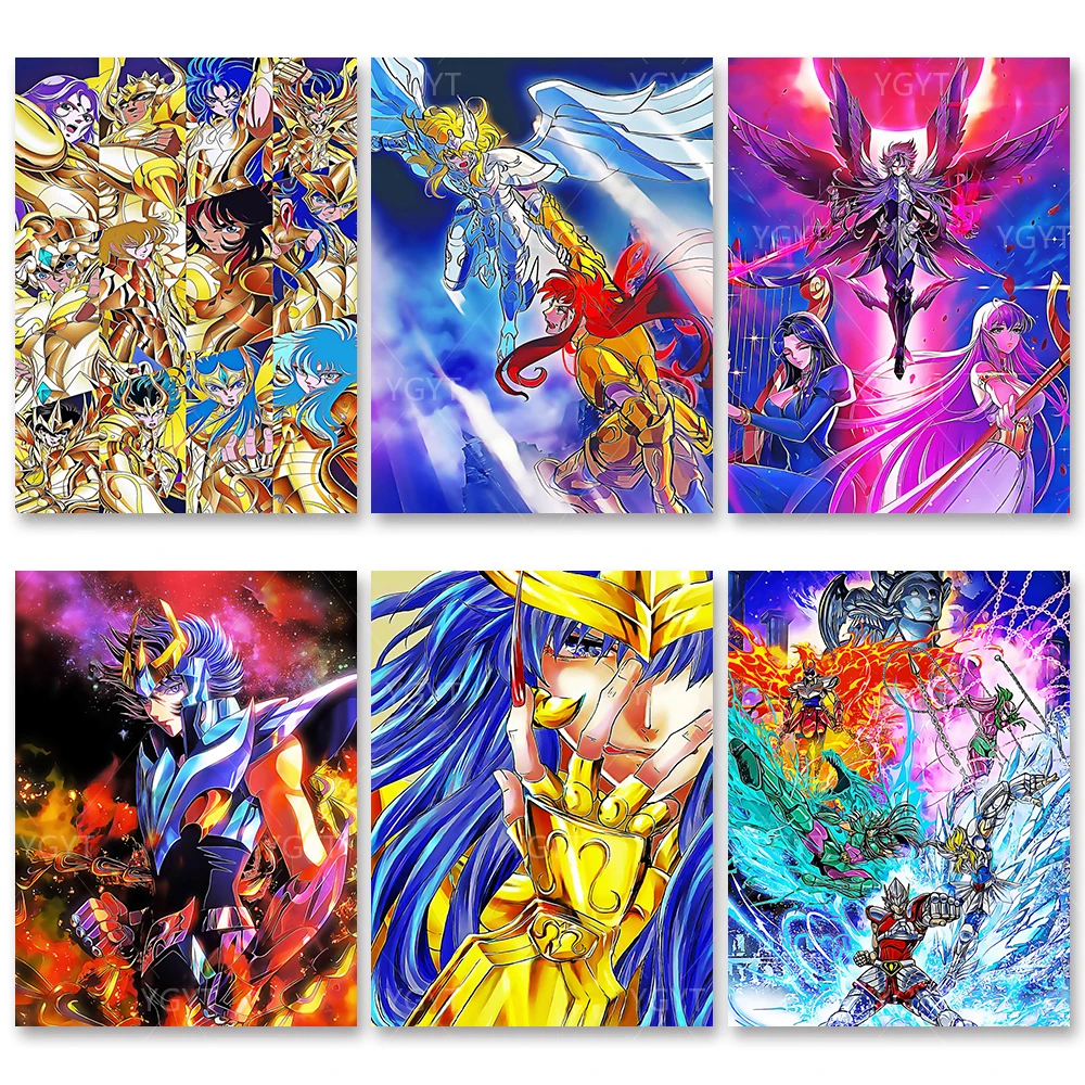 

Saint Seiya Japan Anime Cross Stitch Home Decor Full Round Drill Diamond Picture Gift Handmade Embroidery Painting Wall Sticker