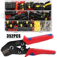 352pcs waterproof car electrical wire connector plug kit 1234 pin motocycle truck harness male female sn48b crimping pliers