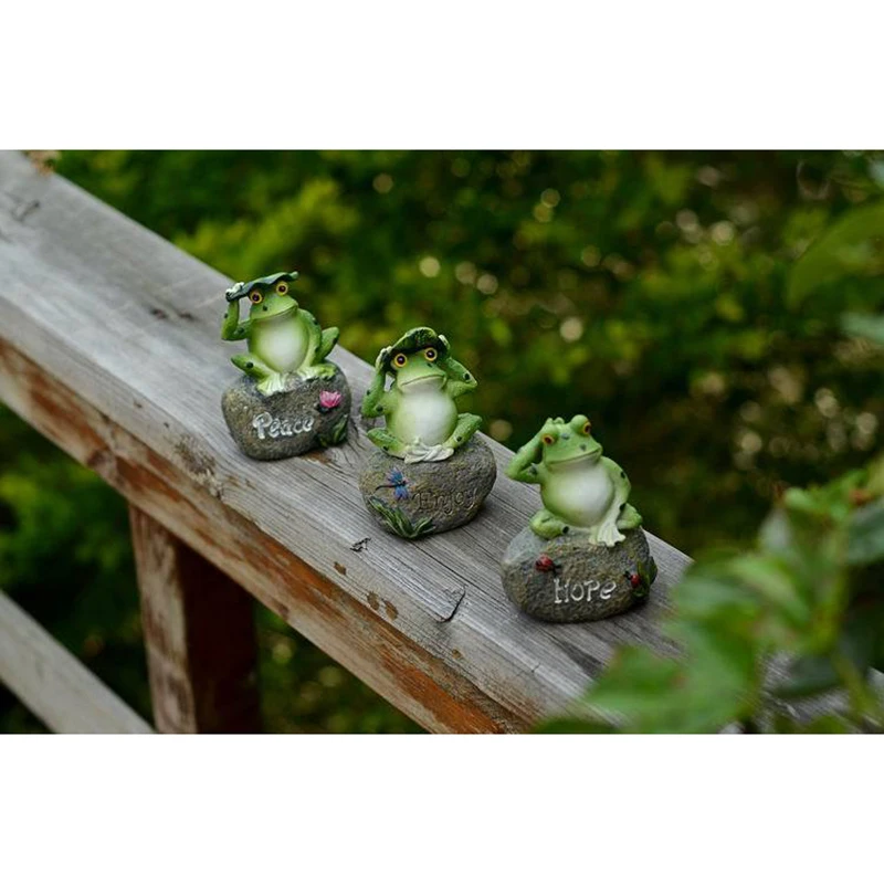 

Cute 1pc Resin Frog Statue For Garden Yard Stone Sculptures DiY Landscaping Sculptures Desktop Ornaments Creative KIds Gift