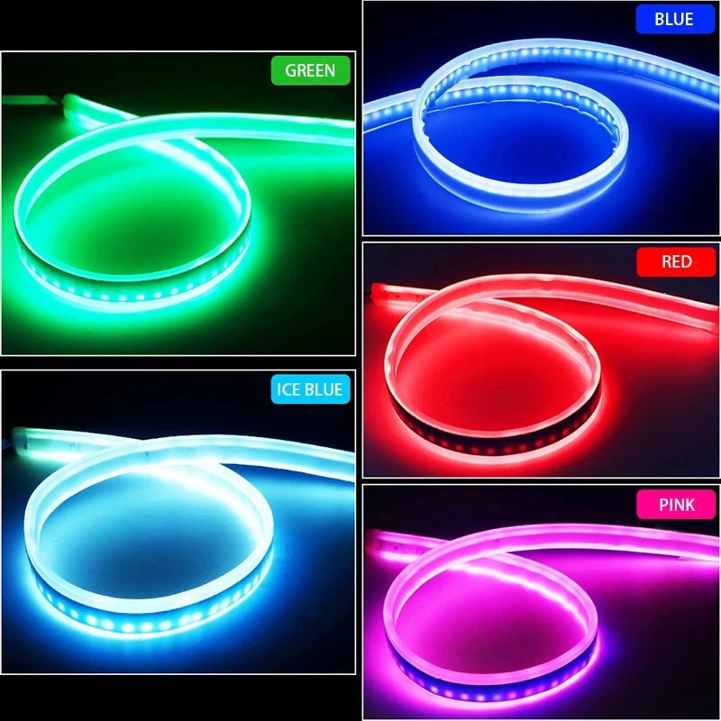 2pcs LED DRL Car Daytime Running Light Flexible Waterproof Strip Auto Headlights White Turn Signal Yellow Brake Flow Lights 12V |
