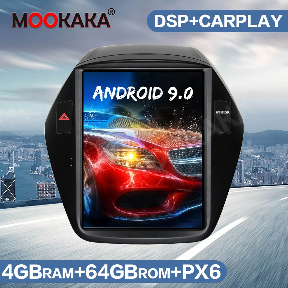 

Tesla Style Android 9 64GB Car GPS Navigation Radio For Hyundai IX35 Tucson 2009-2016 Carplay Multimedia Player Auto Stereo PX6