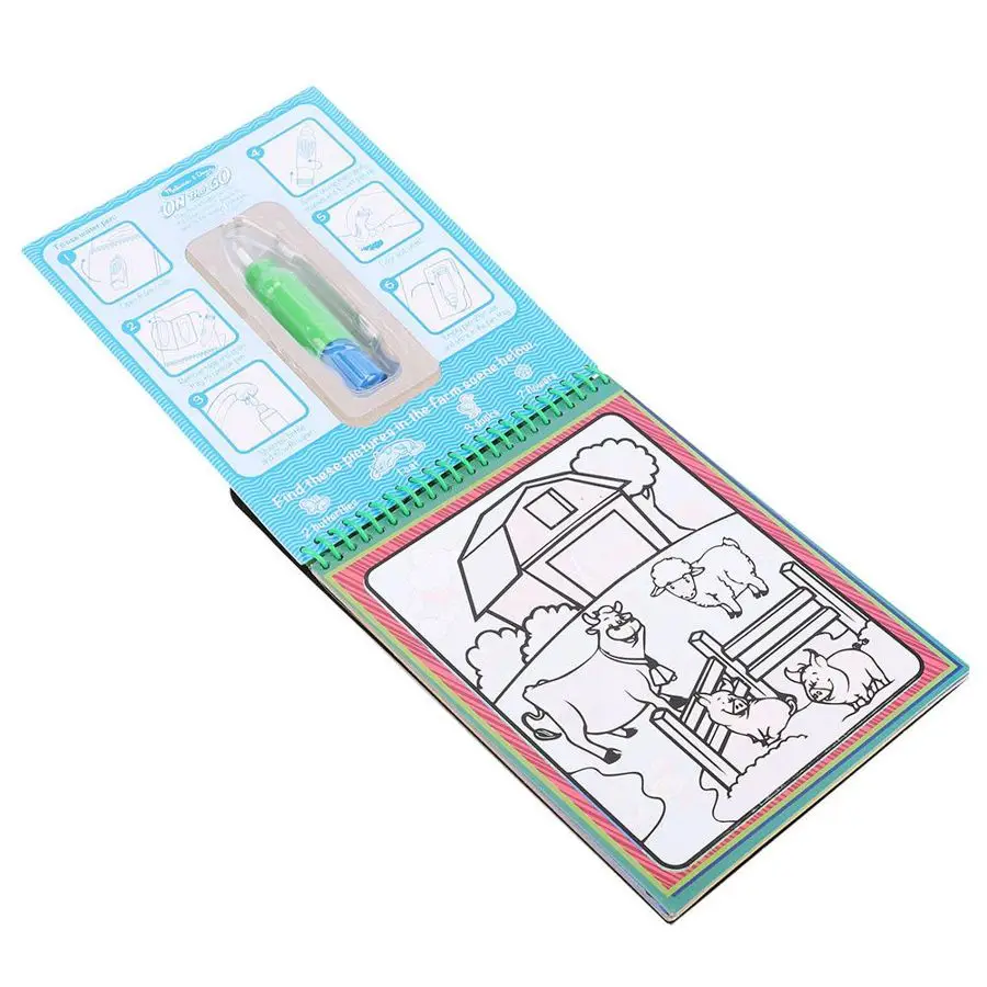 Magic Water Coloring Drawing Book with Pen Children DIY Painting Educational Toy water colour Board |