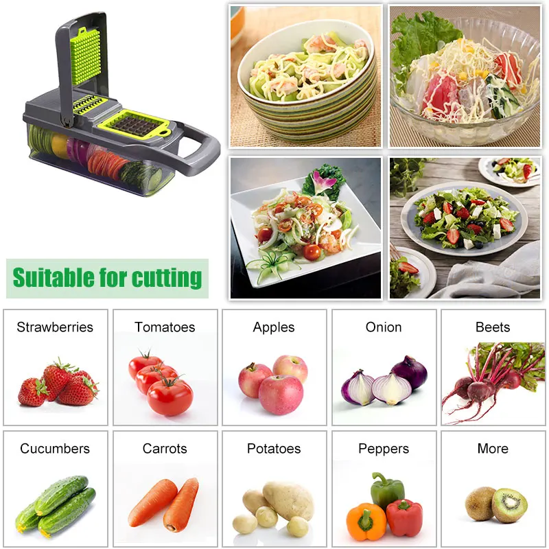 

Multifunction Vegetable Cutter Steel Blade Potato Slicer Fruit Peeler Dicing Blades Carrot Cheese Grater Chopper Kitchen Gadgets