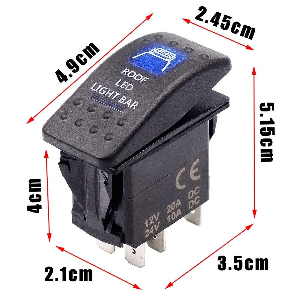 Camper Accessories For 4x4 Boat Dual Blue Backlight ROOF LED LIGHT BAR On Off Rocker Switch 5 Pin 12V 24V Caravan | Автомобили и
