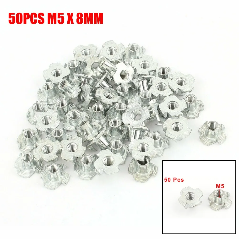 

Kit Nuts M5 8mm Pitch 50pcs Silver 50pc 50x 4 Prongs Carbon Steel Zinc Home Garden Supplies