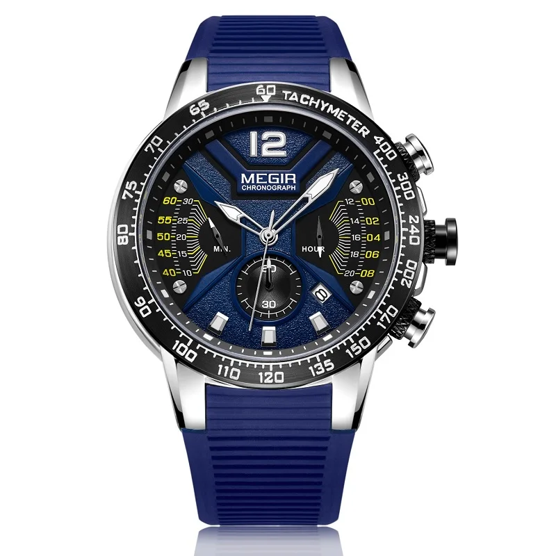 Часы MEGIR мужские спортивные, кварцевые роскошные брендовые, с силиконовым ремешком, с хронографом, в стиле милитари от AliExpress WW