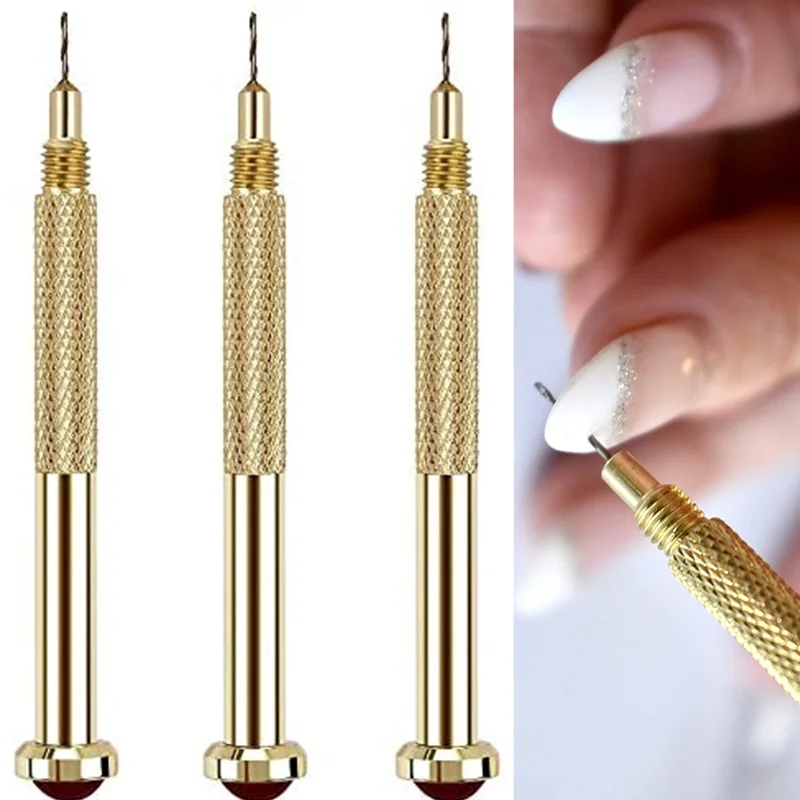 Nail Drill Pack of 3 for Dangle Charm Art Piercing Tool, Gold Hand Drills for Jewelry Rings for Tips, Acrylic, Gels  Decoration
