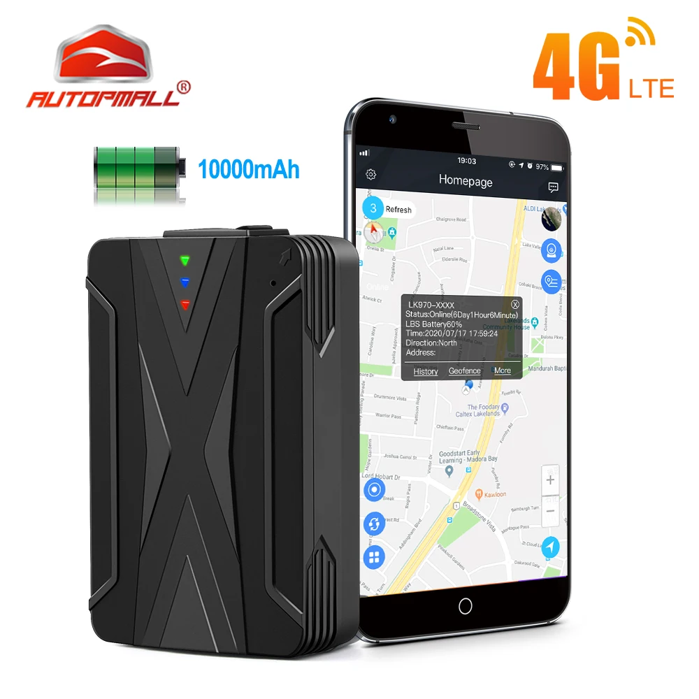 4G GPS трекер Автомобильная сигнализация 10000 мАч 120 дней в режиме ожидания голосовой