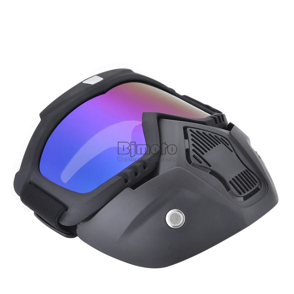 BJMOTO Мотокросс Съемная модульная маска очки и рот фильтр для мотоцикла открытое лицо винтажный шлем