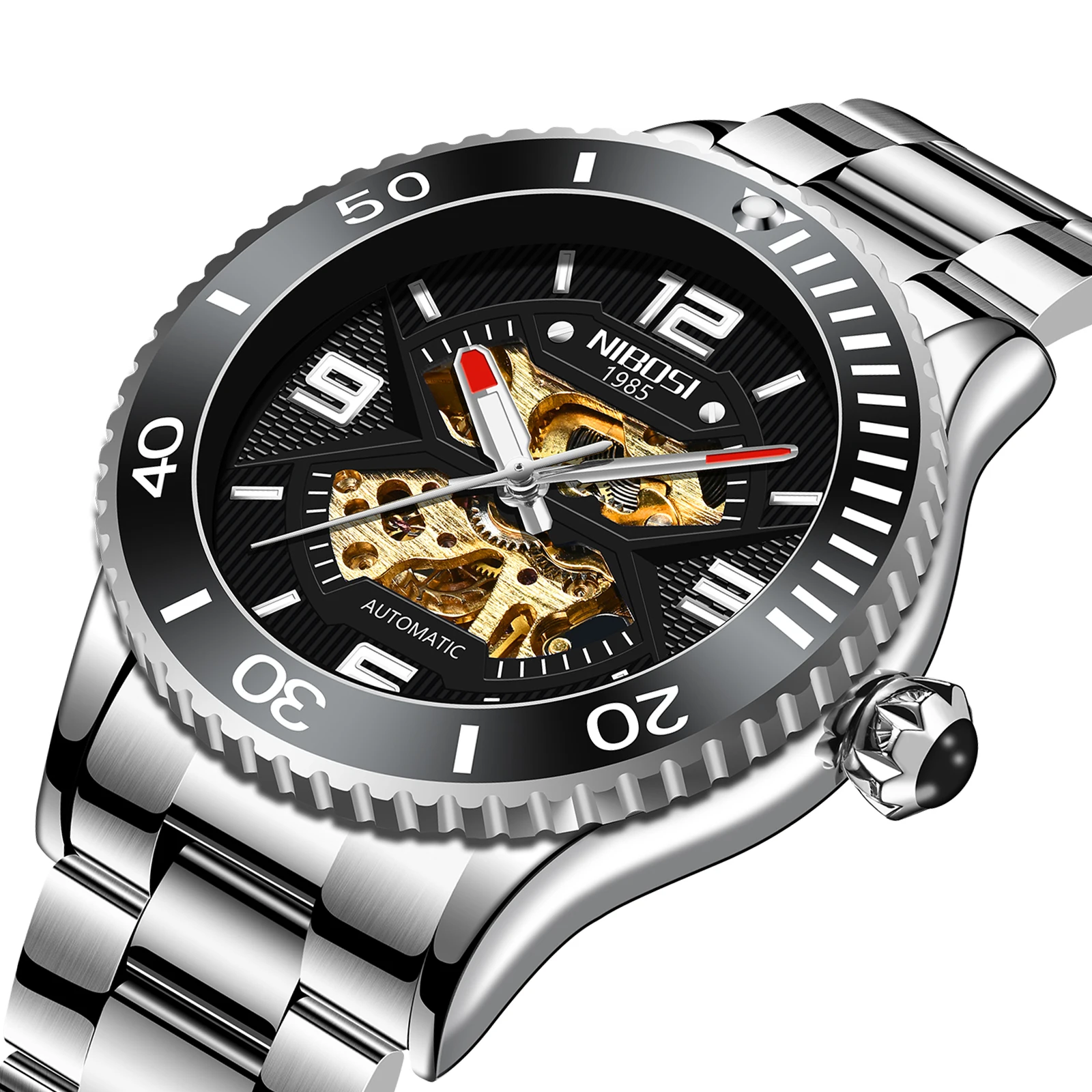 

2021 New Automatic Mens Watches Luxury Brand NIBOSI Mechanical Watch Waterproof Skeleton Tourbillon Male Clock Relogio Masculino