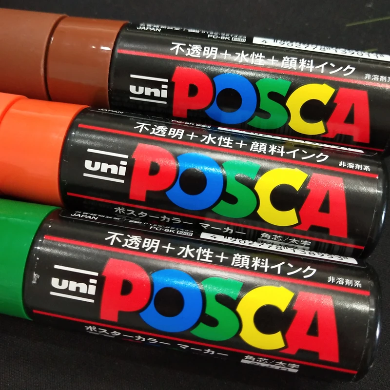 UNI POSCA PC-8K 15 цветов костюм поп-плакат реклама граффити ручка 8,0 мм большие персонажи Водонепроницаемость покрытие
