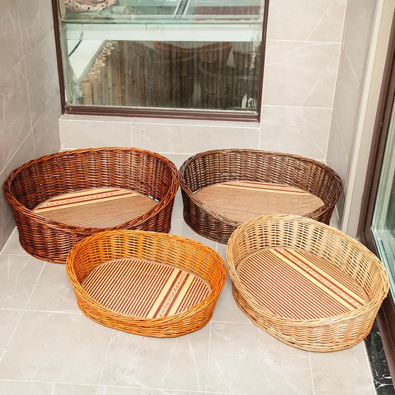 Ротанг питомник летняя собака кровать для Тедди Старлинг маленький и средний