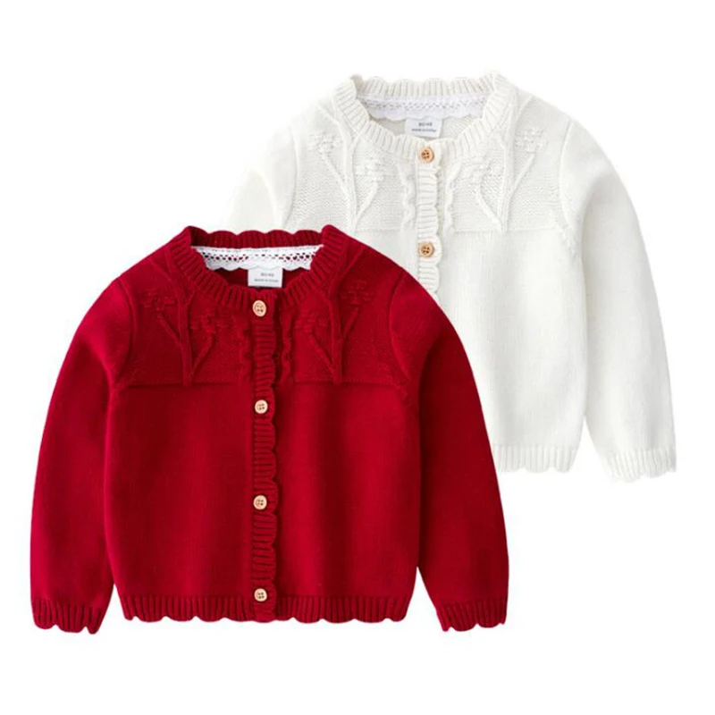 

New 0-4Yrs Baby Girls Cute Lace Collar Cardigan Coat Children Clothing Autumn Winter Girls Knitted Kids Cardigan Coat