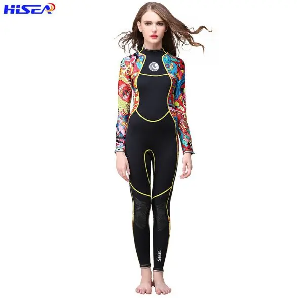 

HISEA Women 3 mm SCR neoprene wetsuit High elasticity color stitching Surf Diving suit Equipment Jellyfish clothing long sleeved