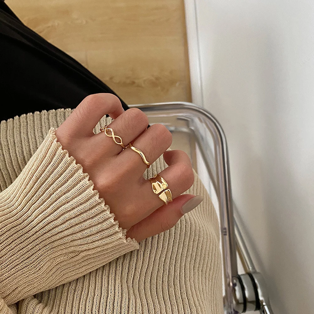 

3 Pcs Sell like Hot Cakes Irregular Finger Ring Metal Creative Fashion Rings Neo-Gothic Punk Women Jewelry for Party Gift Ring