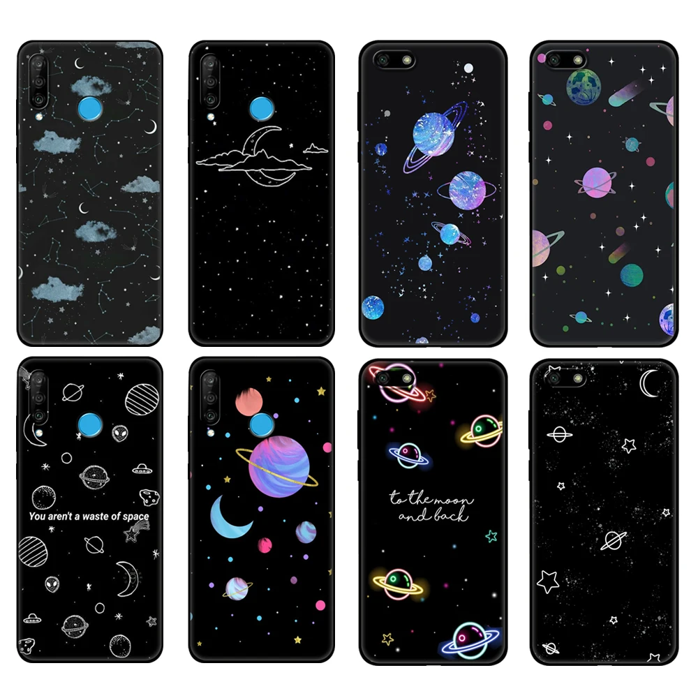 Черный чехол из ТПУ для Huawei Honor 20 Lite 10 10i 20S 30S 30 7A 5 45 7s 7C 7 с космическим кораблем
