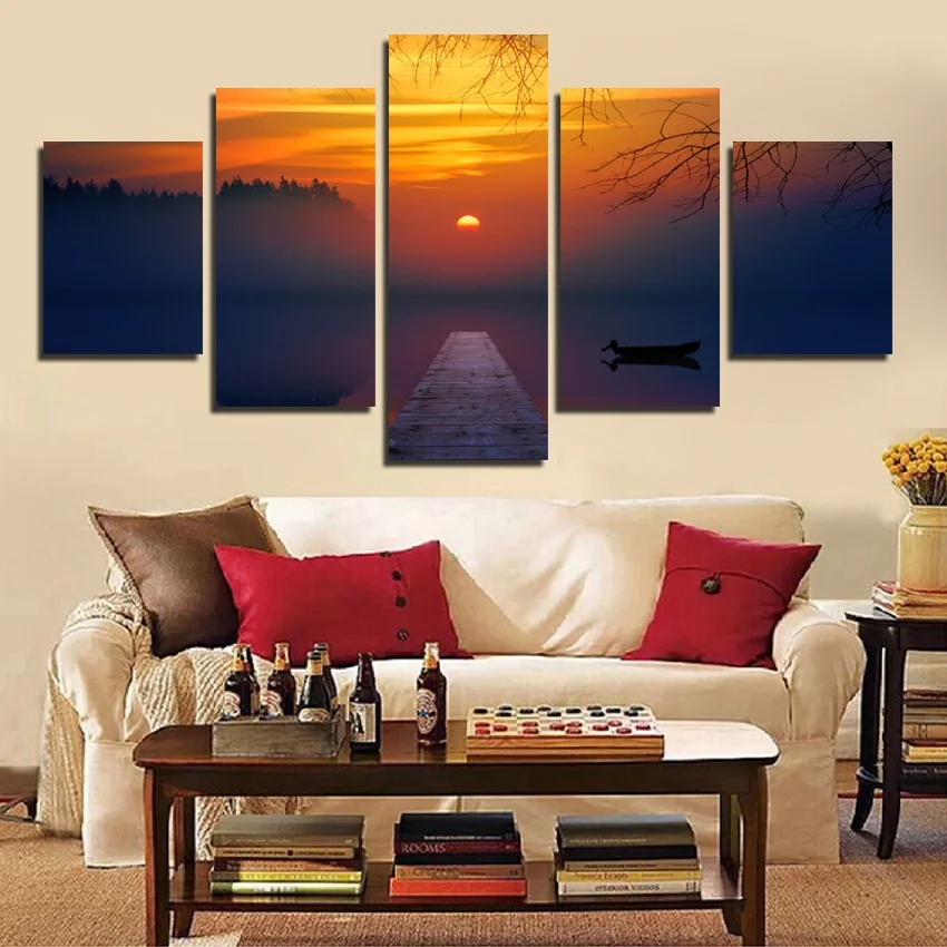 Красивый природный пейзаж раннее утро восход солнца фото холст живопись плакаты