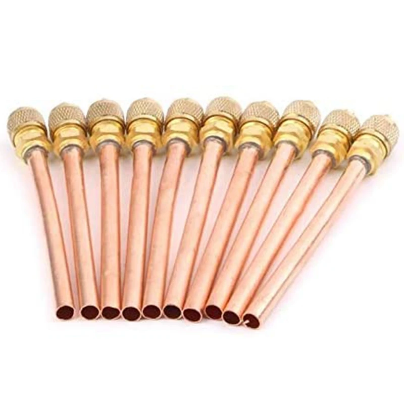 

10Pcs Air Conditioner Refrigeration Access Valves 6mm OD Copper Tube Filling Parts