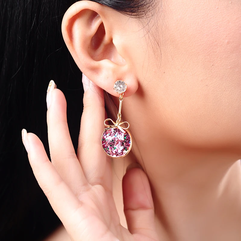 Женские блестящие серьги-капельки kissme с бантиком Круглые золотистого цвета |