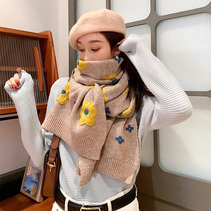 

2020 Yafeng осень-зима новый вязаный женский шарф модный вязаный шерстяной утолщенный теплый шаль для студентов шарф, женский, хиджаб