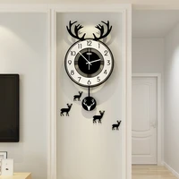 modern creative wall clock minimalist design living room vogue deer wall clocks mute acrylic relojes de pared room decor dm50wc