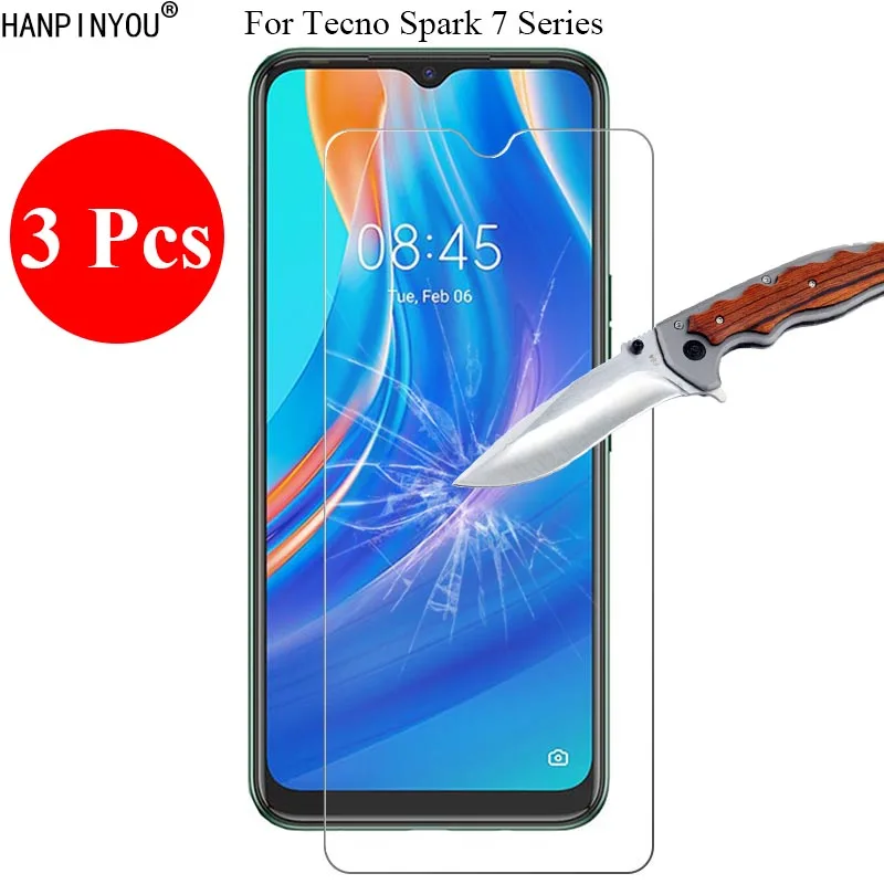 Новое закаленное стекло 3 шт./лот 9H 2.5D Защита экрана для Tecno Spark 7 Pro P защитная