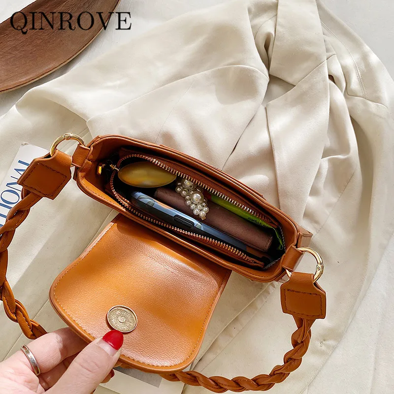 

PU Leather Shoulder Bag For Women New Arrival Fashion Lady Flap Solid Color Small Handbags Female Black Brown White High Quality