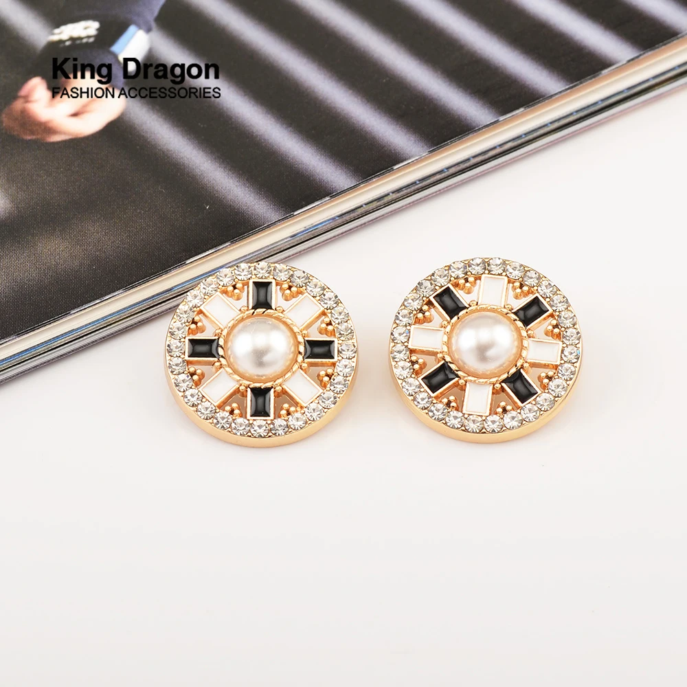 New Arrival 6PC Gold Rhinestone Decor Metal Flower Pearl Buttons For Clothes Coat Cardigan Sweater Sew Needlework KD886 | Дом и сад