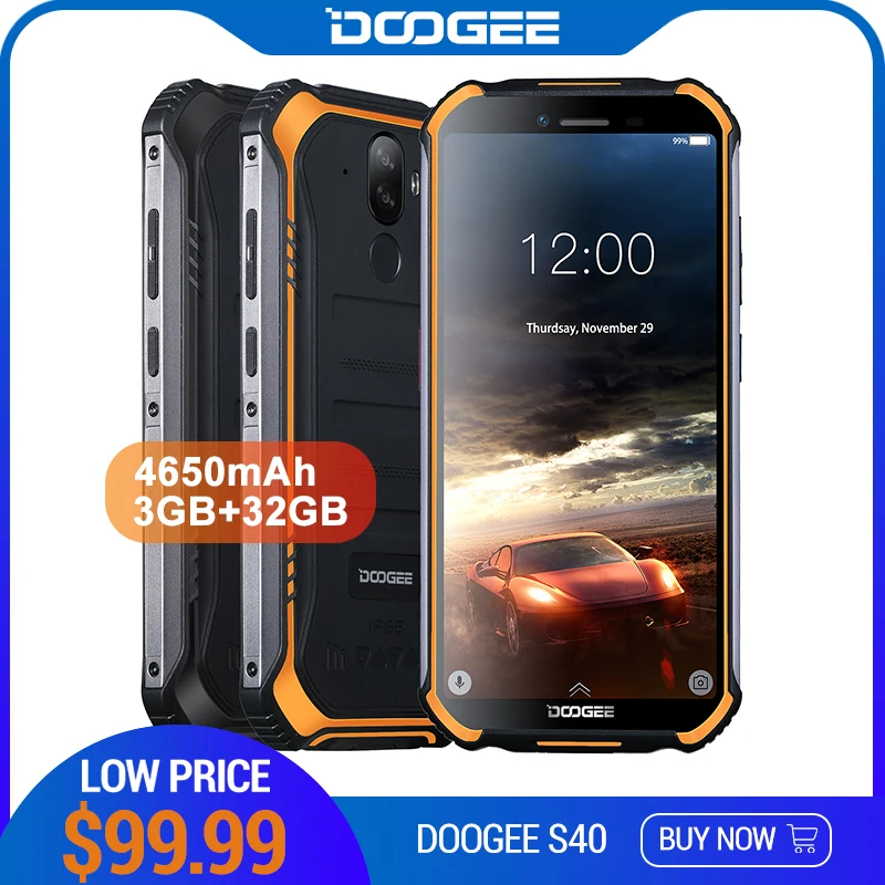 Обновленный 3 ГБ+ 32 ГБ DOOGEE S40 MTK6739 четырехъядерный Android 9,0 4G сетевой прочный мобильный телефон IP68 5,5 дюймовый дисплей 4650 мАч МП NFC