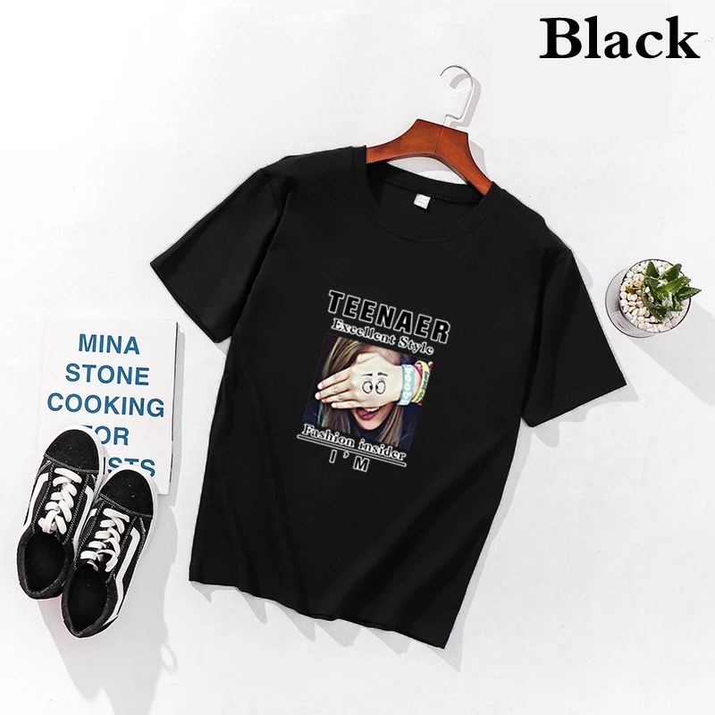 Летняя футболка с короткими рукавами Женская свободная 2019 Новая модная круглым