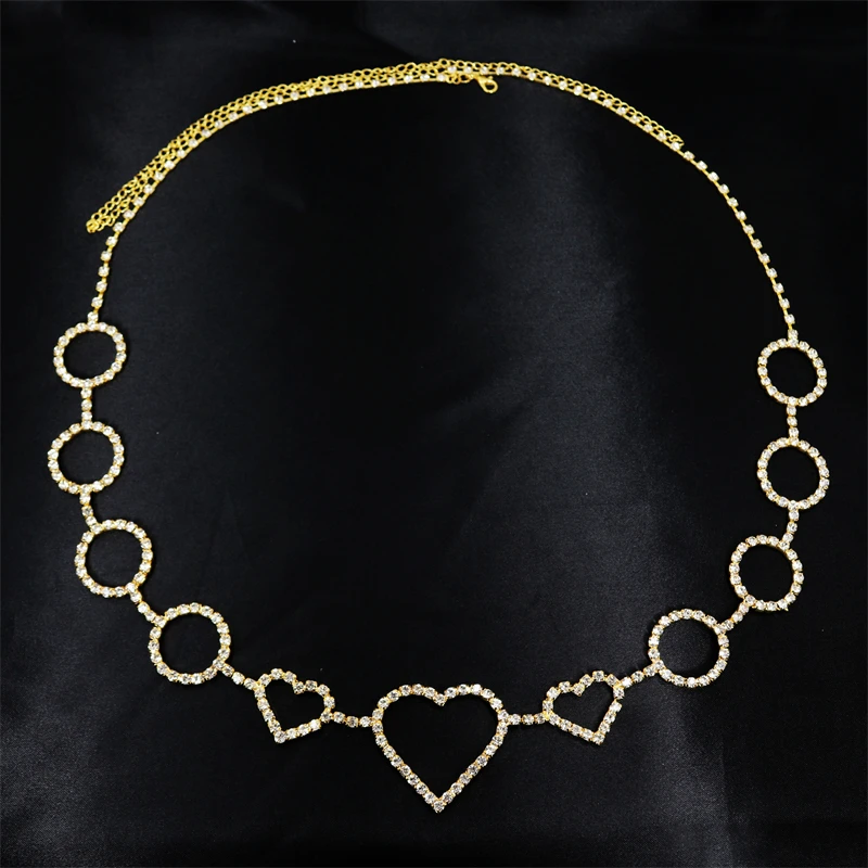 

Art Design Sexy Rhinestone Heart Belly Chain Fashion Bikini Waist Link Necklaces Body Jewelry Women Accessories