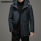 COODRONYБрендовые мужские парки; Зимняя одежда; Новое поступление; Veste Homme; Утепленные куртки с капюшоном и воротником из меха серебристой лисы; Z8038