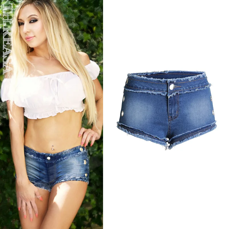 European Station Hot European and American Elastic Wool-side Shorts Flowing Chicken-eye Jeans Women's Mid-waist Hot Pants