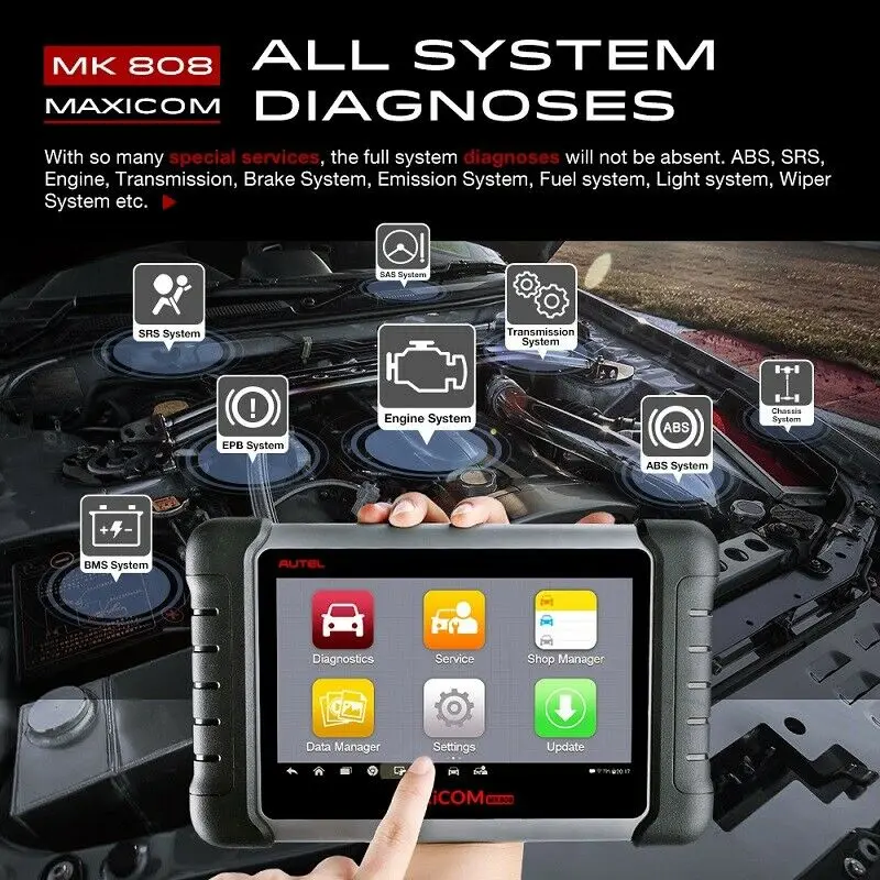 Autel MaxiCom MK808 MX808 диагностический инструмент автомобильный OBD2 сканер анализатор двигателя вся система OBD2 диагностический сканер ключ программист