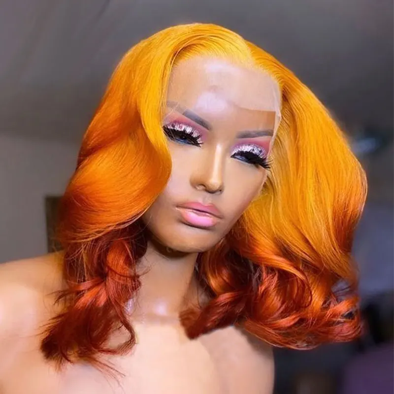 Омбре оранжевый 99j человеческие волосы с волнистыми волосами для
