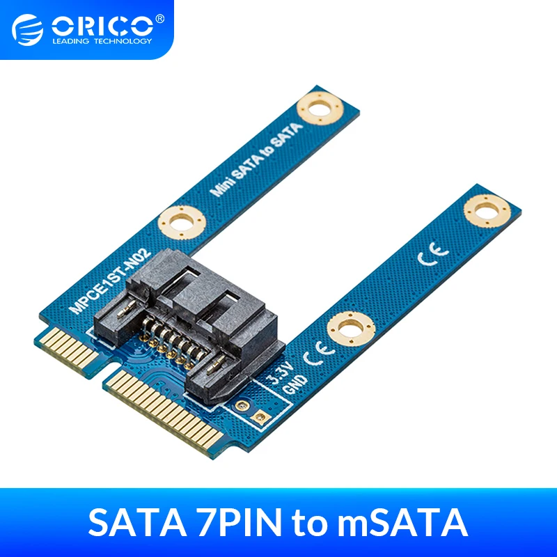 

ORICO SATA 7PIN to mSATA Adapter Flat Type SSD Adapter SATA3.0 to mSATA SATAIII Protocol Full Height Size Supported