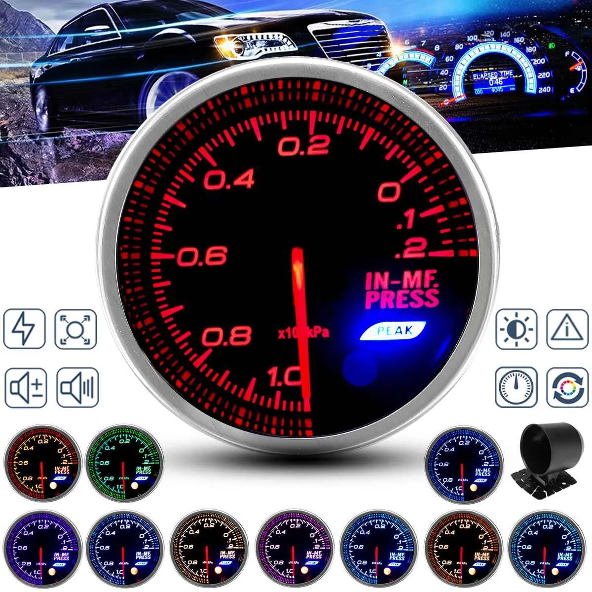 Цифровой светодиодный Автомобильный датчик механического давления измеритель в