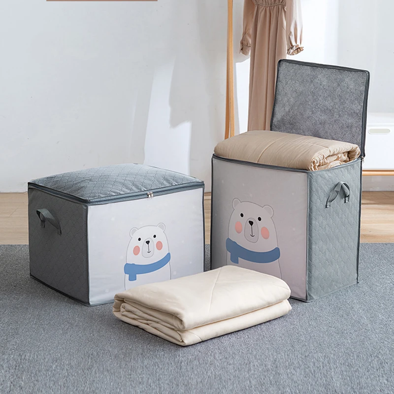 

Storage Box Bag Organizer Clothes With Reinforced Handle Clothes Storage Bags Closet Cartoon Portable Move Home Accessories