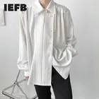 Рубашка IEFB мужская с длинным рукавом, белая блуза свободного покроя, асимметричная однобортная рубашка в английском и французском стиле, большие размеры, 9Y6826