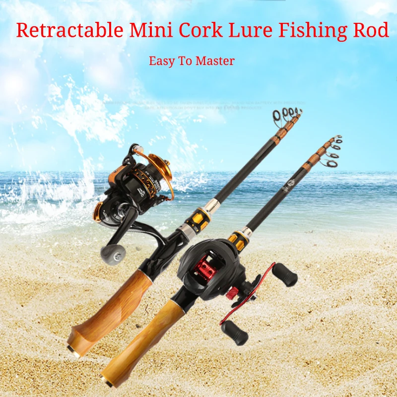 

1.8/2.1/2.4/2.7M Spinning Casting Carp Fishing Wooden Handle Pole Quality Carbon Rod Travel Trout Telescopic Fishing Lure Rod