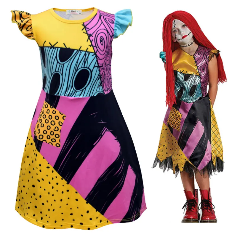 2020New Рождество Sally платье костюм для девочки с принтом &quotКошмар перед Рождеством