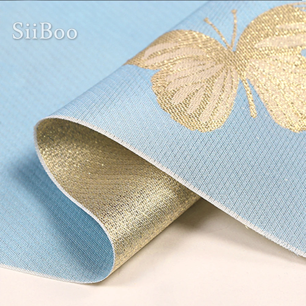 Американский стиль синяя Золотая Бабочка жаккардовая парча ткань для весеннего