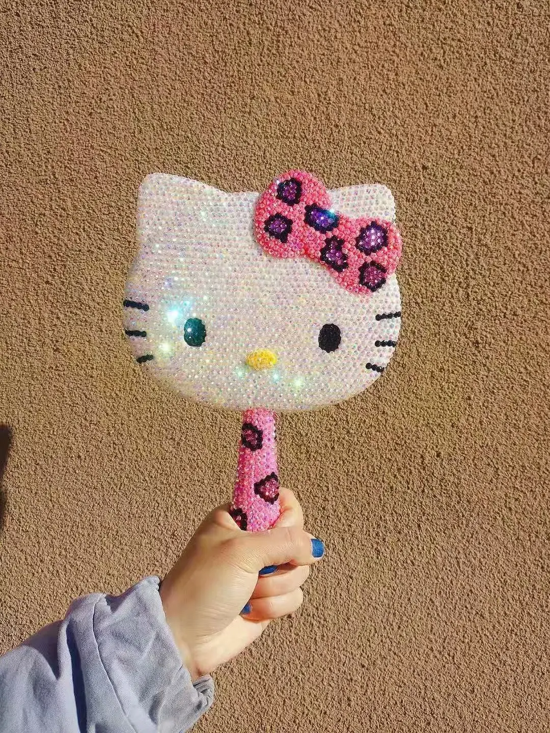 Розовое леопардовое зеркало ручной работы KT Стразы Helloo Kitty декоративные зеркала