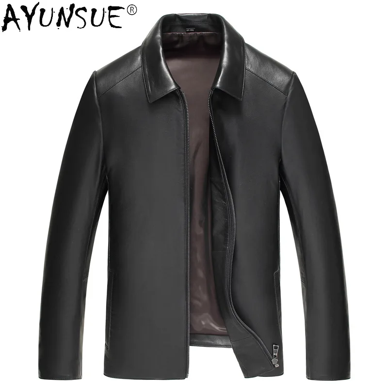 

Sheepskin Genuine Leather Jacket Men Clothing 2021 Autumn Jackets Man Stand-up Collar Clothes Jaqueta Masculina LXR853