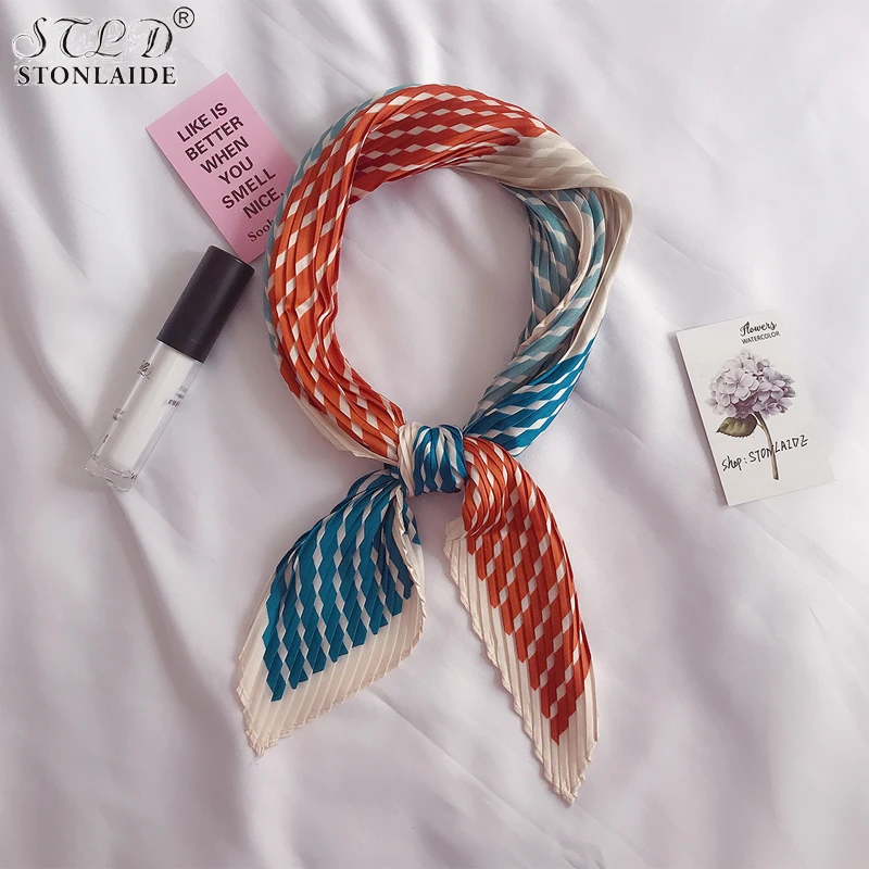 Новый дизайнерский плиссированный шарф модные печатные квадратные шелковые