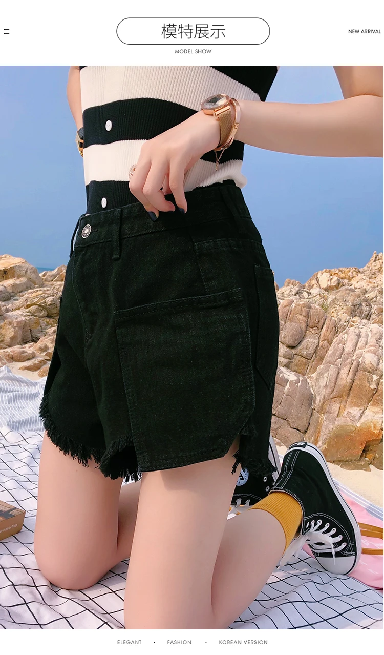 

2020 Women Shorts Jeans Shorts Feminino Sexy Denim leg-openings Plus size Irregular Ripped Short with pockets pantalones