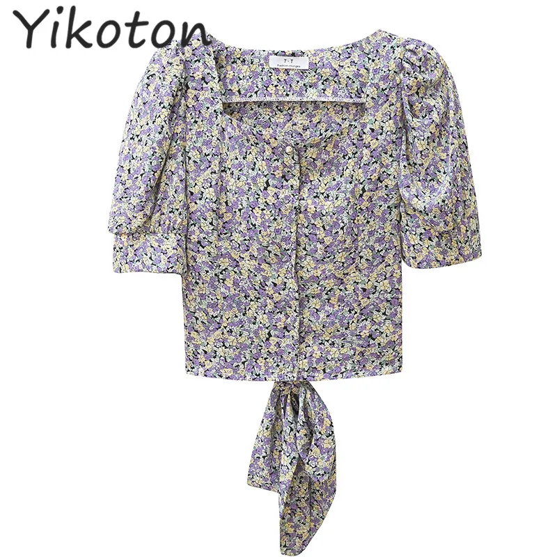 Женские блузки и рубашки с цветочным принтом 2022 Повседневная Облегающая рубашка