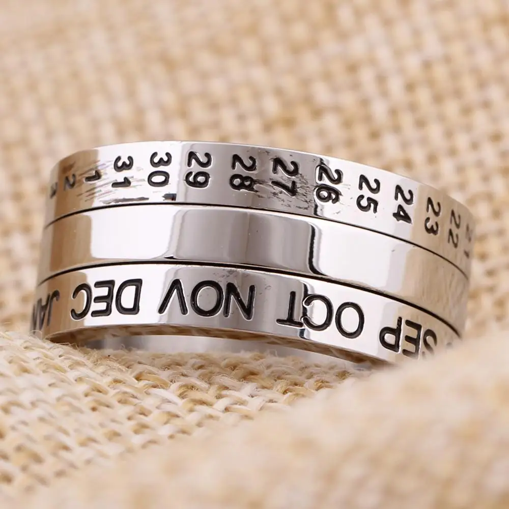 Кольца мужские из нержавеющей стали 316L с календарем и надписью|ring for|rings for menparty ring